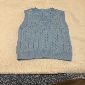 Shein kids boys 8Y baby blue sweater vest NWOT runs small see measurements